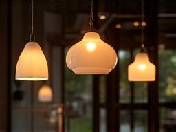 Elegant pendant lights hanging over a dining area