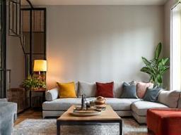 Stylish living room setup with sofa and coffee table